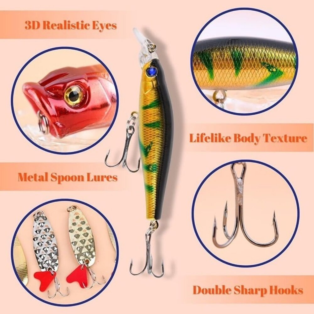 Advent Calendar Fishing Christmas Countdown - 24 Days Fishing Lures Set for Fish